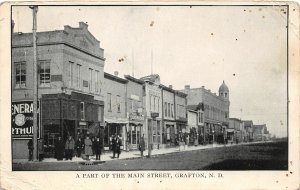 J16/ Grafton North Dakota Postcard c1910 Part of Main Street Stores  226