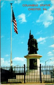 Chester Pennsylvania Christopher Columbus Memorial Statue Chrome Postcard