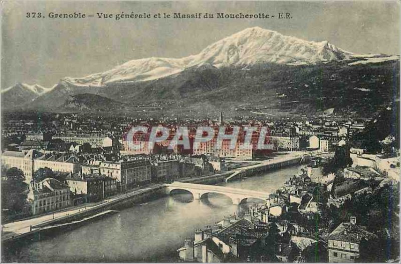 Old Postcard Grenoble Vue Generale and the Massif du Moucherotte