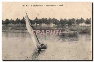 Courbevoie - The Banks of the Seine Boat - Old Postcard
