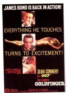 James Bond, 007 Goldfinger Movie Poster Postcard, Sean Connery