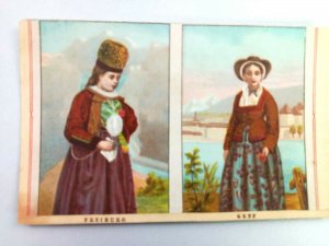 Vintage Postcard Freiburg Gene Woman Portraits Italy