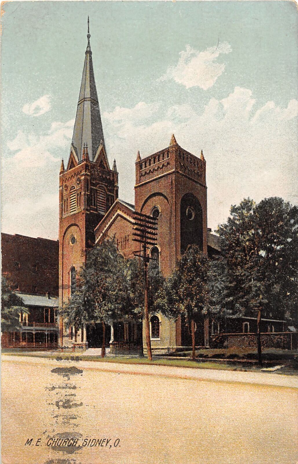J66/ Sidney Ohio Postcard c1910 M.E. Church Building 169 United