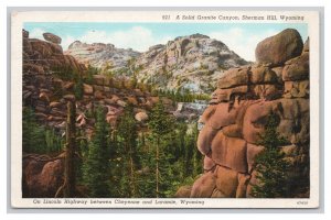 Postcard Solid Granite Canyon Sherman Hill Wyoming On Lincoln Highway c1939