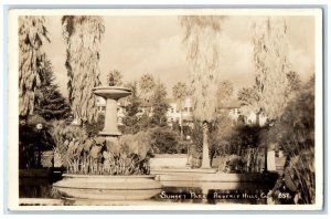 c1925 Sunset Park Fountain View Beverly Hills California CA RPPC Photo Postcard