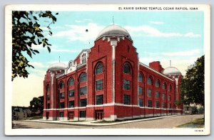 Cedar Rapids Iowa~El Kahir Shrine Temple Street View~PM 1939 Linen Postcard