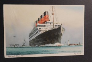 1939 Ship Postcard Cover From Southampton Paquebot to Bogota NJ Cunard Aquitania