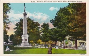 Illinois Waukegan Soldiers Monument Court House Park Curteich