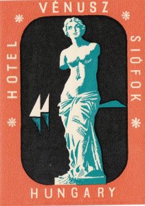 Hungary Siofok Hotel Venus Vintage Luggage Label sk3655