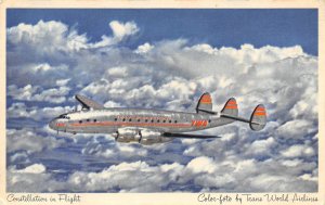 TWA Constellation Plane Airplane Aircraft Trans World Airlines postcard