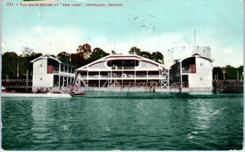 PORTLAND, OR Oregon   The BATH HOUSE at THE OAKS   1909   Postcard