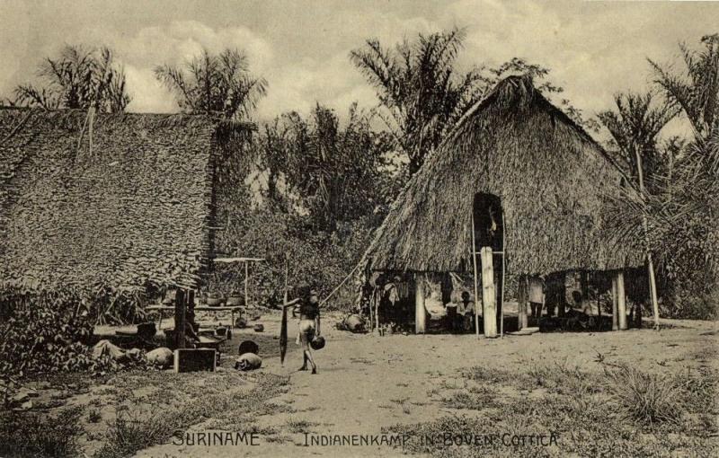 suriname, Indian Village in Upper Cottica (1910s) Postcard