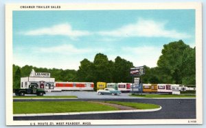 WEST PEABODY, Massachusetts MA~ CREAMER TRAILER SALES 1950s Vintage RVs Postcard