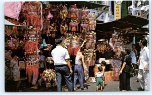 SINGAPORE ~ Lanterns CHINATOWN Picturesque Shops c1960s Postcard