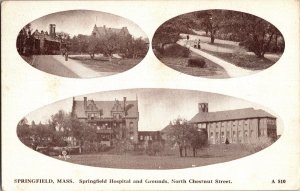 Multi Views, Springfield MA Hospital and Grounds c1913 Vintage Postcard I59