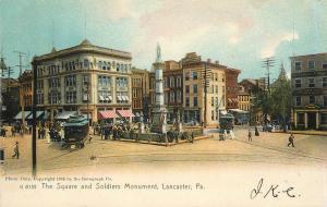 Rotograph Postcard A6155 The Square & Soldiers Monument Lancaster PA