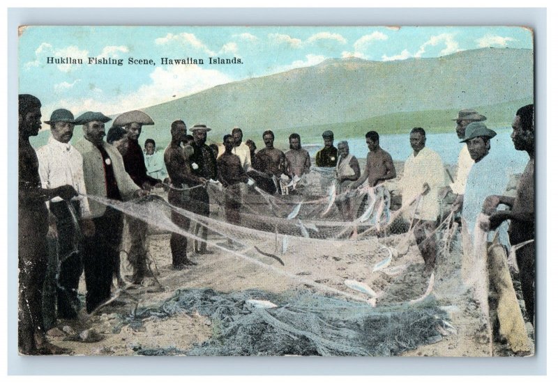 C.1910 Hukilau Net Fishing Hawaiian Islands Territory Hawaii Postcard F62