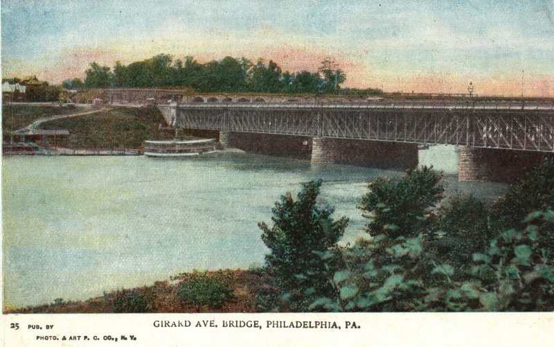 Vintage Postcard 1900s View of Girard Avenue Bridge Philadelphia Pennsylvania PA 