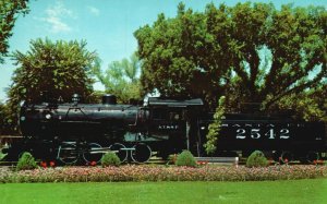 Arkansas City Kansas, Locomotive Cog Railway Train Transportation Park Postcard