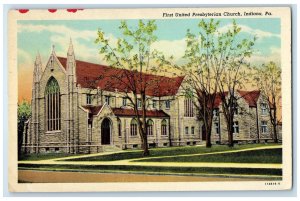 c1940's First United Presbyterian Church Indiana Pennsylvania PA Postcard