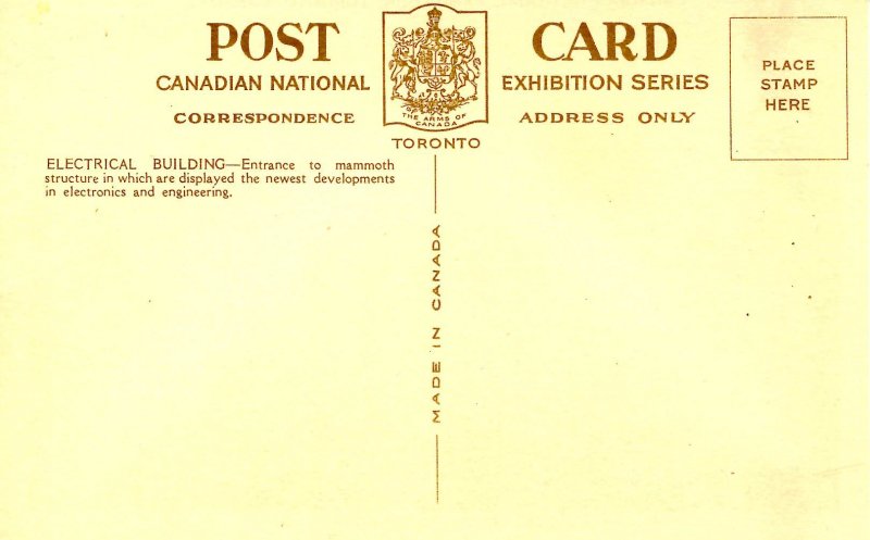 Canada - Toronto, Canadian Nat'l Exhibition. Electrical Building