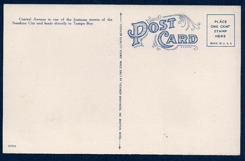 Central Avenue St Petersburg Florida unused c1930's