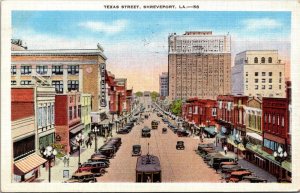 Louisiana Shreveport Trolleys On Texas Street 1936