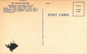 1940s Dedham Massachusetts The Italian Kitchen restaurant linen Postcard 25-1524