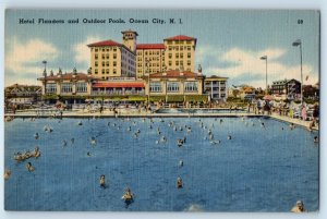 c1945 Ocean City New Jersey Vintage Postcard Hotel Flanders Outdoor Pools Posted