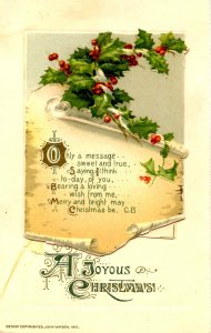 Greeting - Christmas.  (Winsch) Fold-out, ribbon, note