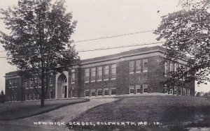 Maine Ellsworth New High School Real Photo RPPC