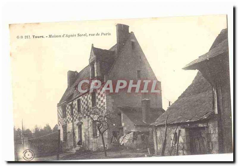 Tours Postcard Old House d & # 39Agnes Sorel Paris street