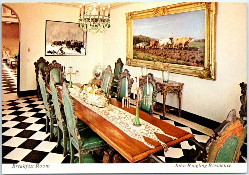 Postcard - Breakfast Room - John Ringling Residence - Sarasota, Florida