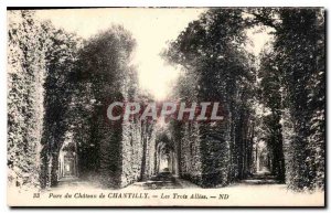 Postcard Old Park Chateau de Chantilly Three Allees