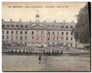 Old Postcard Horse Riding Equestrian Saumur Cavalry School Carousel hedge jump