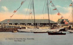 San Diego California Tent City Yachts in Glorietta Bay Vintage Postcard AA66140