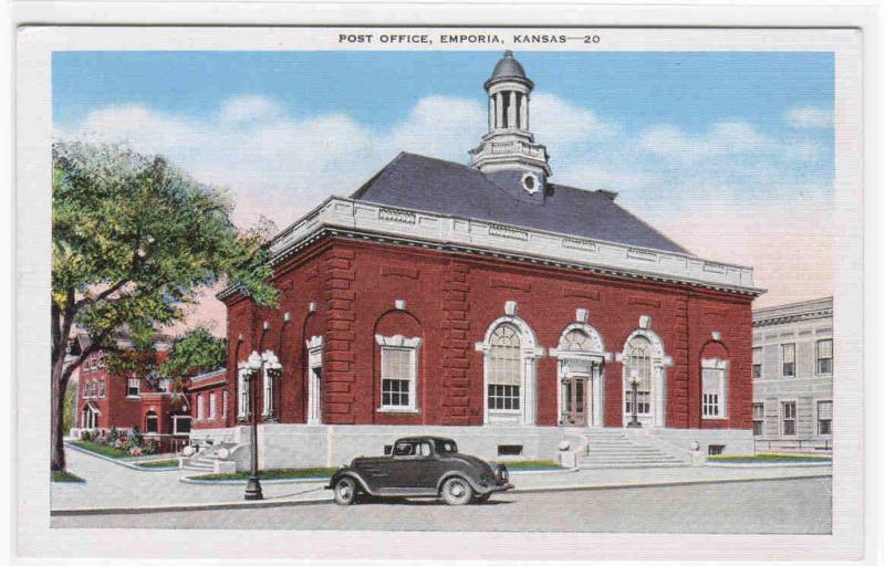 Post Office Emporia Kansas 1946 postcard