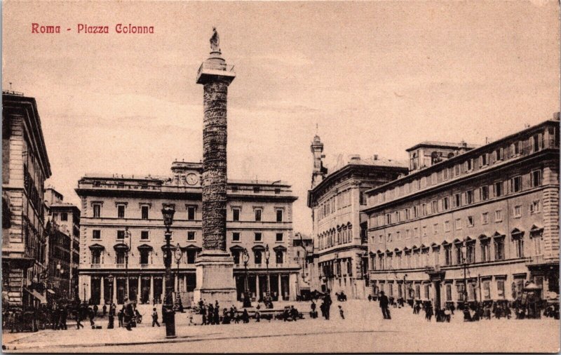 Italy Rome, Roma Piazza Colonna Vintage Postcard C205