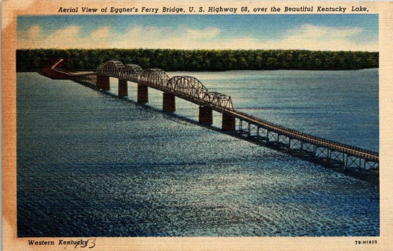 VTG Postcard Eggner's Ferry Bridge US 68 Kentucky Lake 1953 Tennessee  226