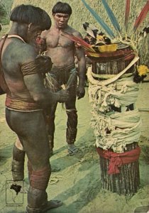 brazil, Xingu Native Indians, Kamaiurá Males, Kuarup Ceremony (1978) Postcard