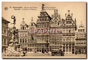 Belgie Belgium Antwerp Old Postcard The Brabo and houses in the main square