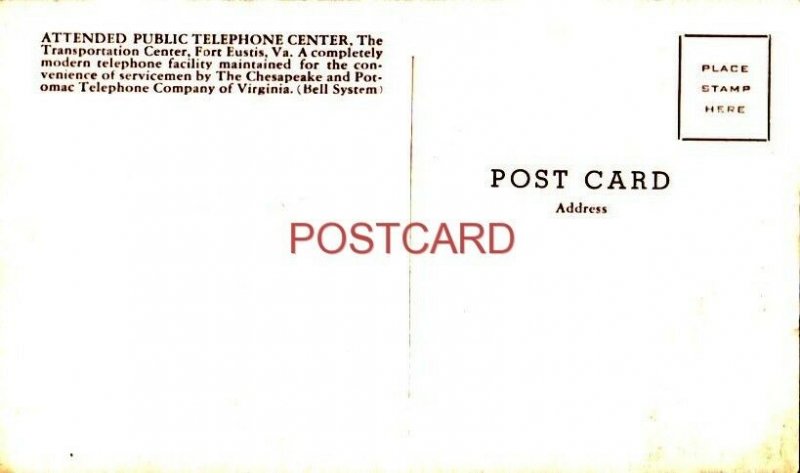 PUBLIC TELEPHONE CENTER, TRANSPORTATION CENTER, FORT EUSTIS, VA. WWII soldiers