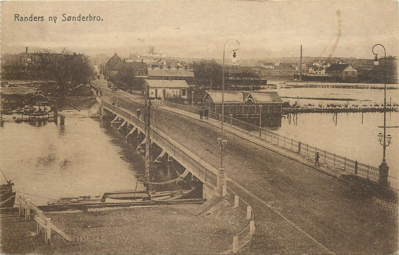 Postcard Denmark Randers at Sonder bridge