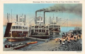 J25/ Ship Postcard Linen Cape Girardeau Missouri Mississippi Steamers Arrive 46