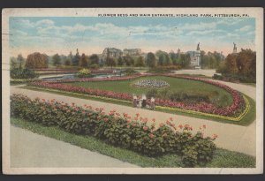 Pennsylvania PITTSBURGH Highland Park - Flower Beds and Main Entrance pm1920 WB