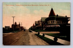 FIRST AVENUE NORTH FROM HOTEL MONMOUTH SPRING LAKE NEW JERSEY POSTCARD (c. 1910)