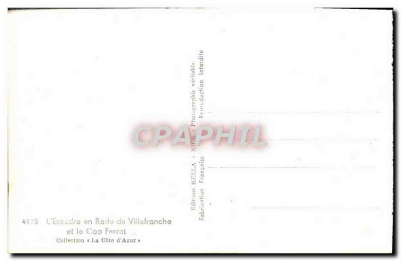 Old Postcard Villefranche L & # 39Escadre in the Bay and Cap Ferrat Charter