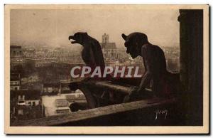 Paris Old Postcard Notre Dame Detail of the north façade