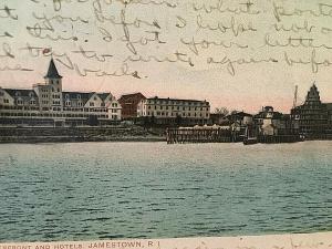 Postcard 1906 View of Waterfront and Hotels in Jamestown, RI    T5