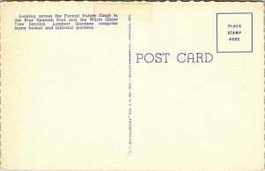 Formal Italian Court Lambert Gardens Portland Oregon OR Linen Postcard VTG UNP 